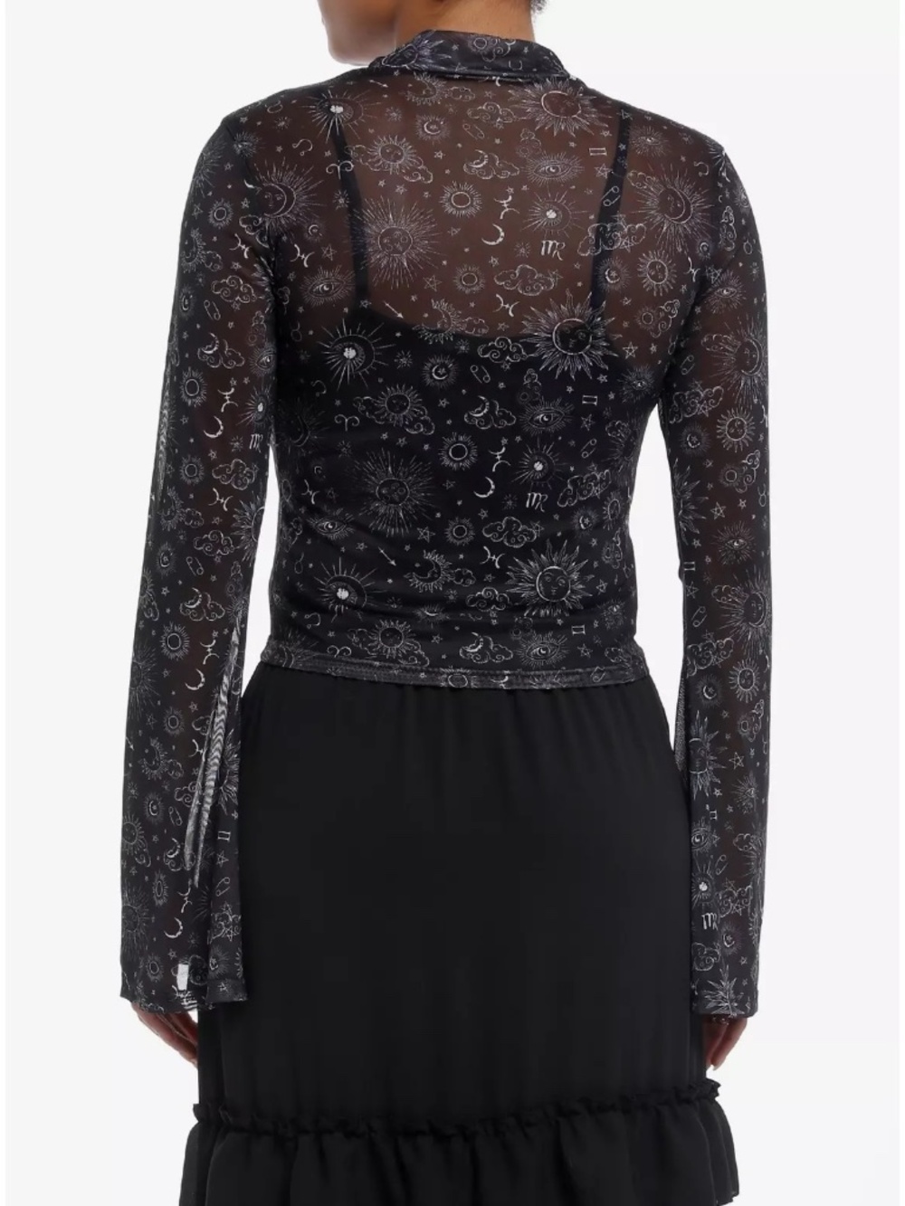 Hot Topic NWT Daisy Street Celestial Print Twofer Long Sleeve Top Women Size M - Picture 4 of 12